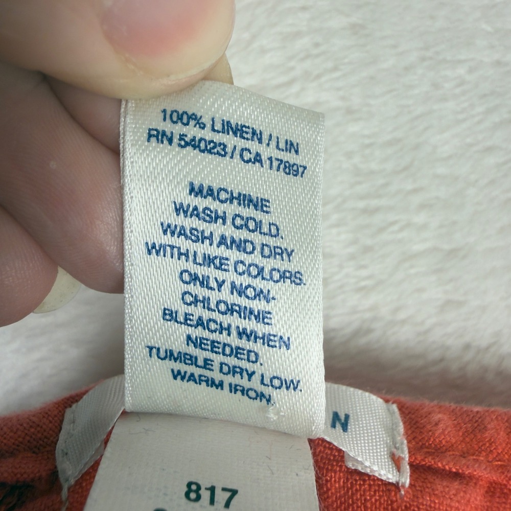 VTG Y2K Old Navy Skirt Women 16 Coral 100% Linen Cottagecore Lagenlook Flutter‎ - Picture 4 of 7